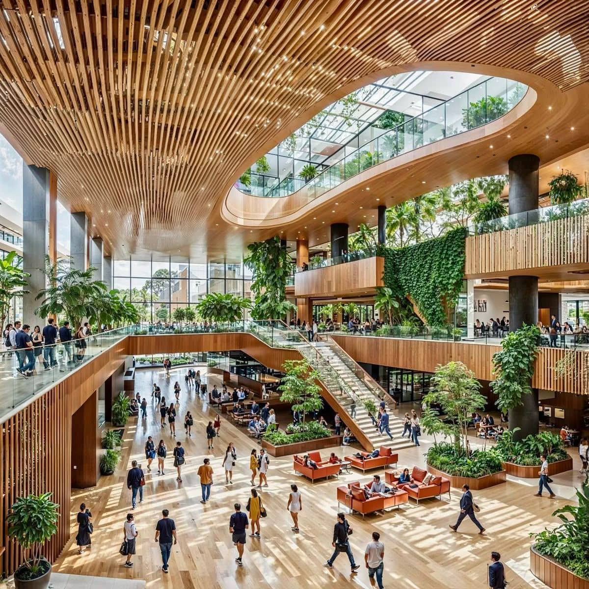 Multi-level mixed-use destination atrium